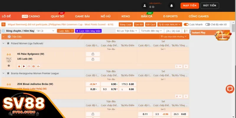 Tham gia cá cược thể thao SV88